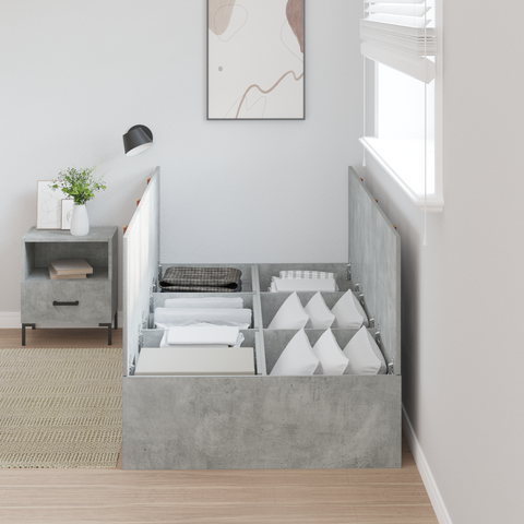 vidaXL Storage Bed Frame Concrete Grey 100x200 cm