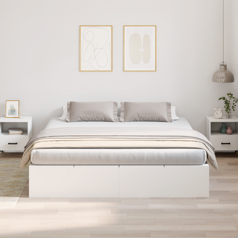 vidaXL Storage Bed Frame White 200x200 cm