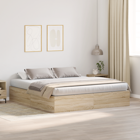 vidaXL Storage Bed Frame Sonoma Oak 200x200 cm