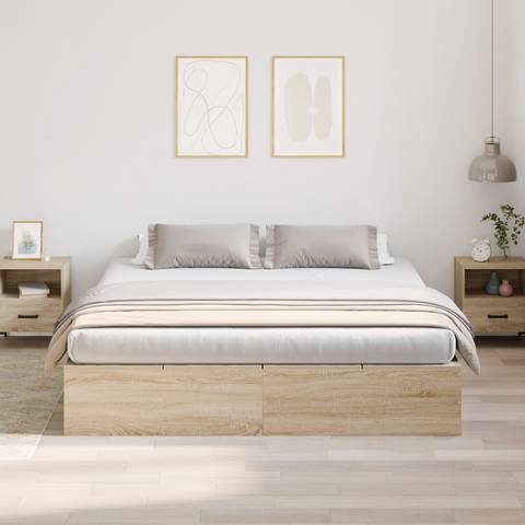 vidaXL Storage Bed Frame Sonoma Oak 200x200 cm