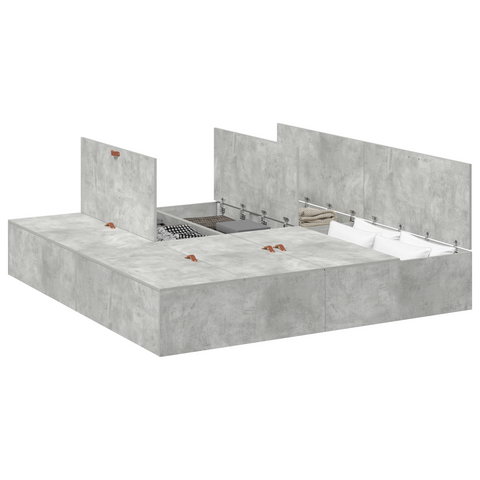 vidaXL Storage Bed Frame Concrete Grey 200x200 cm