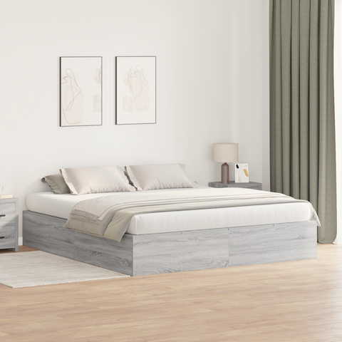 vidaXL Storage Bed Frame Grey Sonoma 200x200 cm