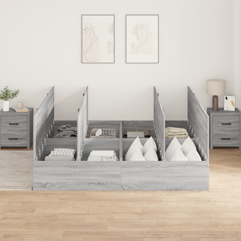 vidaXL Storage Bed Frame Grey Sonoma 200x200 cm