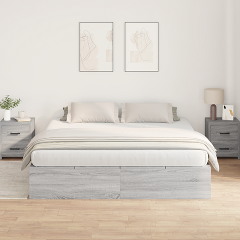 vidaXL Storage Bed Frame Grey Sonoma 200x200 cm