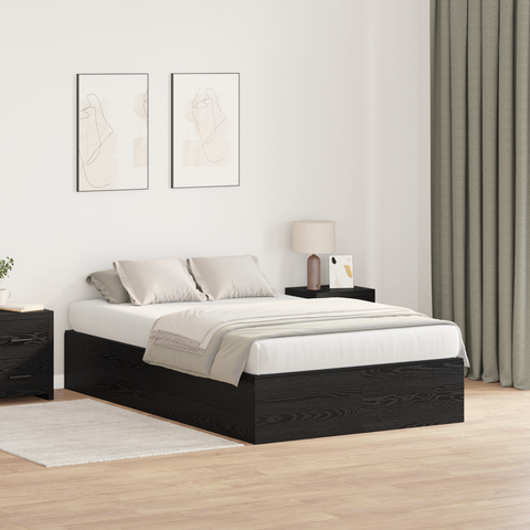 vidaXL Storage Bed Frame Black Oak 120x200 cm