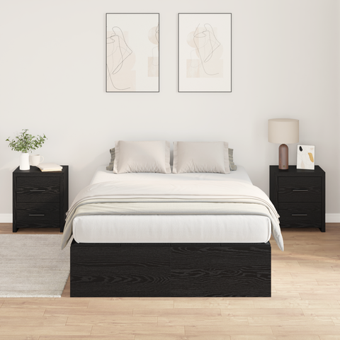 vidaXL Storage Bed Frame Black Oak 120x200 cm