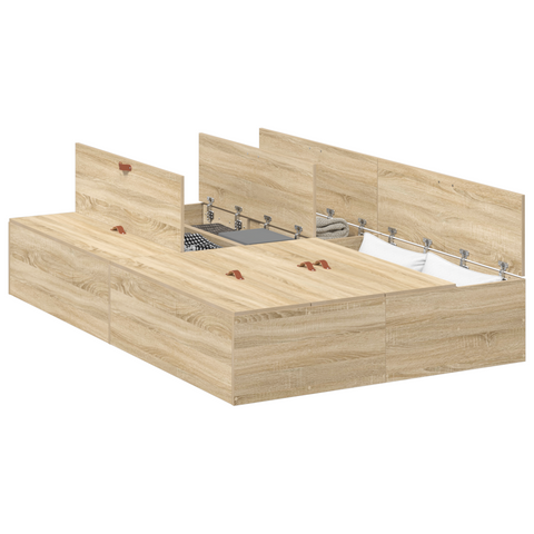 vidaXL Storage Bed Frame Sonoma Oak 120x200 cm