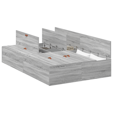 vidaXL Storage Bed Frame Grey Sonoma 120x200 cm