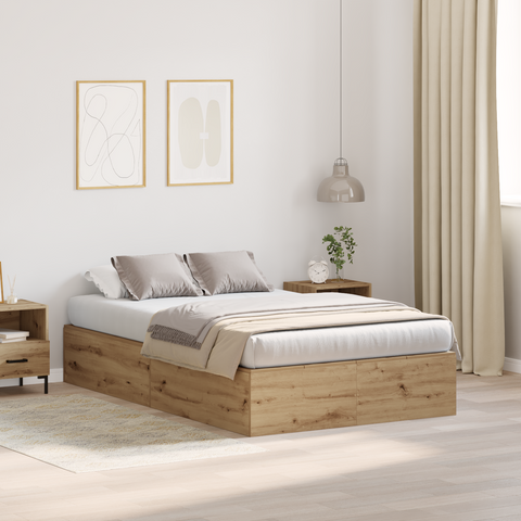 vidaXL Storage Bed Frame Artisan Oak 120x200 cm