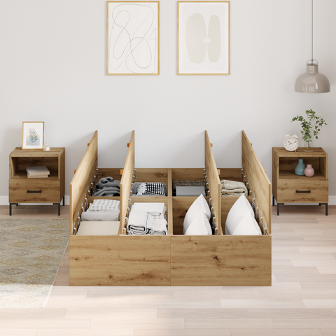 vidaXL Storage Bed Frame Artisan Oak 120x200 cm