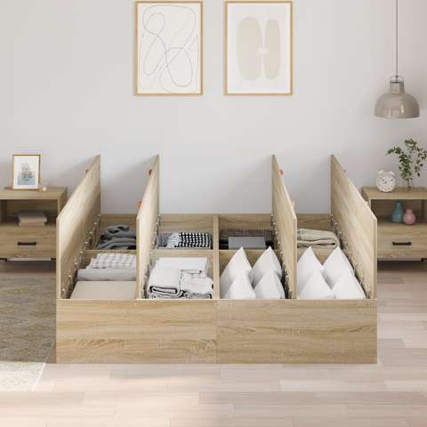 vidaXL Storage Bed Frame Sonoma Oak 140x200 cm