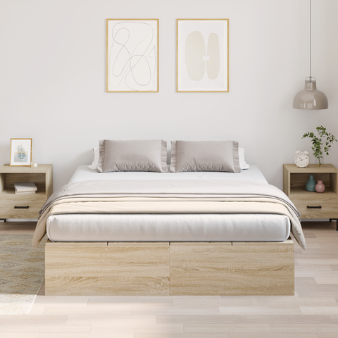 vidaXL Storage Bed Frame Sonoma Oak 140x200 cm