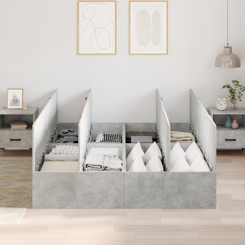 vidaXL Storage Bed Frame Concrete Grey 150x200 cm