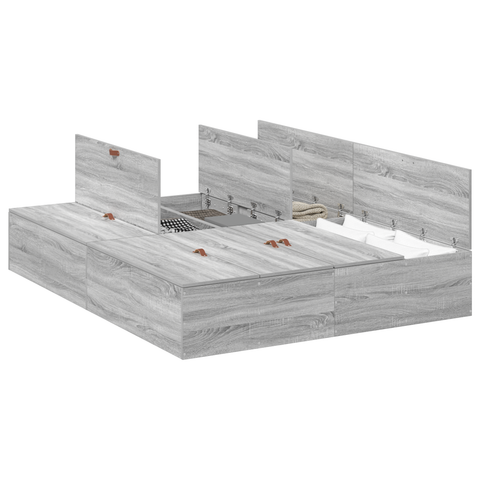 vidaXL Storage Bed Frame Grey Sonoma 150x200 cm