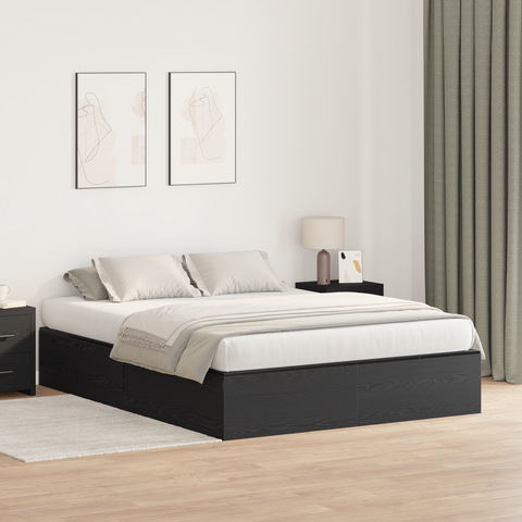vidaXL Storage Bed Frame Black Oak 200x200 cm