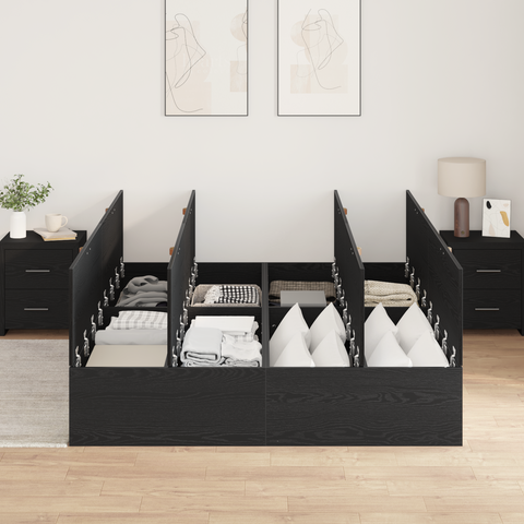 vidaXL Storage Bed Frame Black Oak 200x200 cm