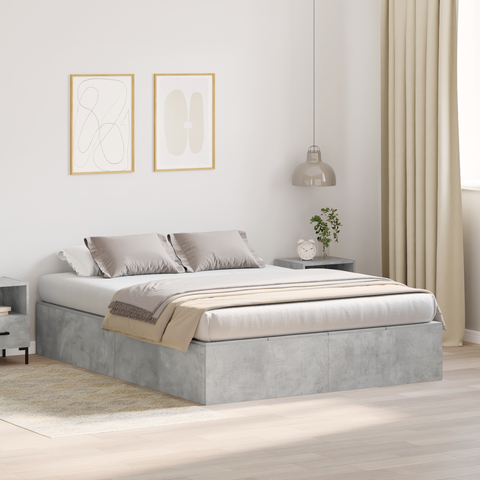 vidaXL Storage Bed Frame Concrete Grey 160x200 cm