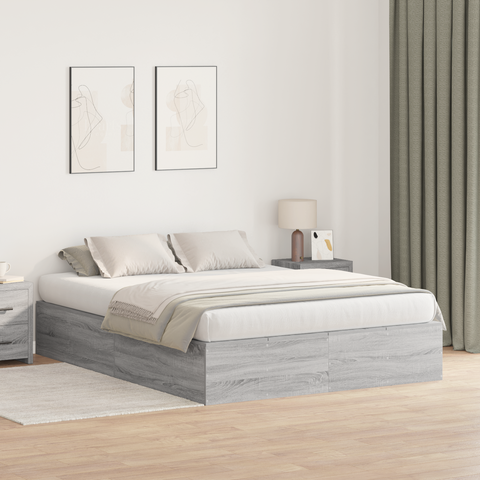 vidaXL Storage Bed Frame Grey Sonoma 160x200 cm
