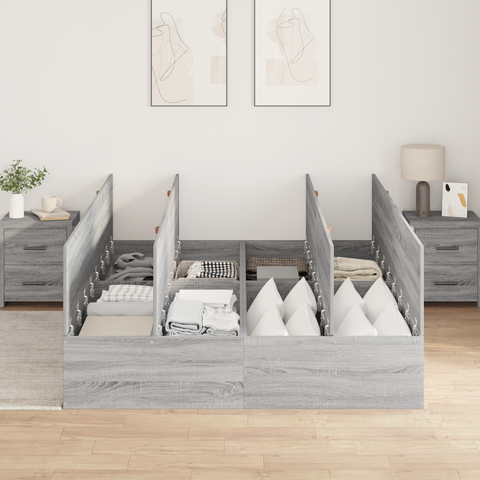 vidaXL Storage Bed Frame Grey Sonoma 160x200 cm