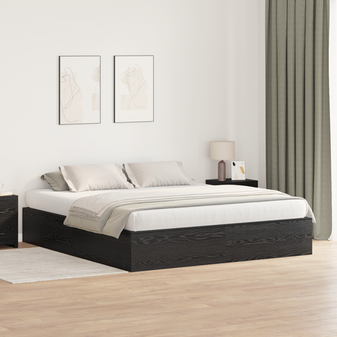 vidaXL Storage Bed Frame Black Oak 180x200 cm