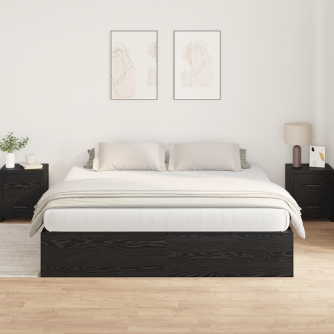 vidaXL Storage Bed Frame Black Oak 180x200 cm