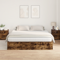 vidaXL Storage Bed Frame Smoked Oak 180x200 cm