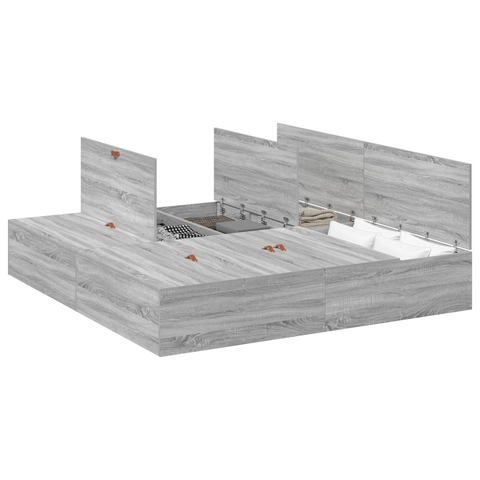 vidaXL Storage Bed Frame Grey Sonoma 180x200 cm