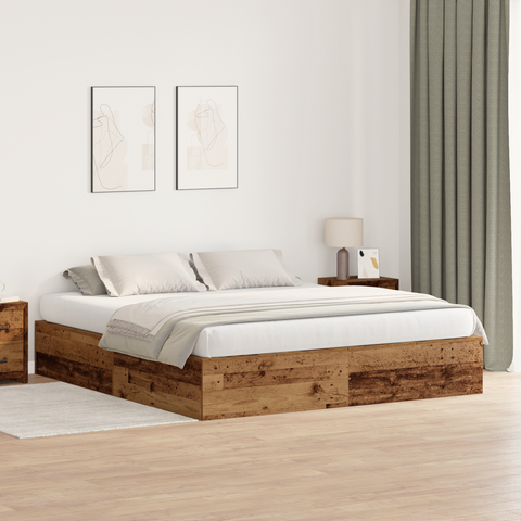 vidaXL Storage Bed Frame Old Wood 180x200 cm Engineered Wood