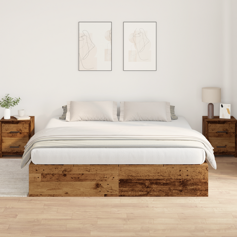 vidaXL Storage Bed Frame Old Wood 180x200 cm Engineered Wood