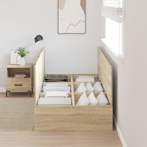 vidaXL Storage Bed Frame Sonoma Oak 90x190 cm