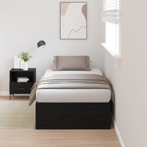 vidaXL Storage Bed Frame Black Oak 75x190 cm Engineered Wood