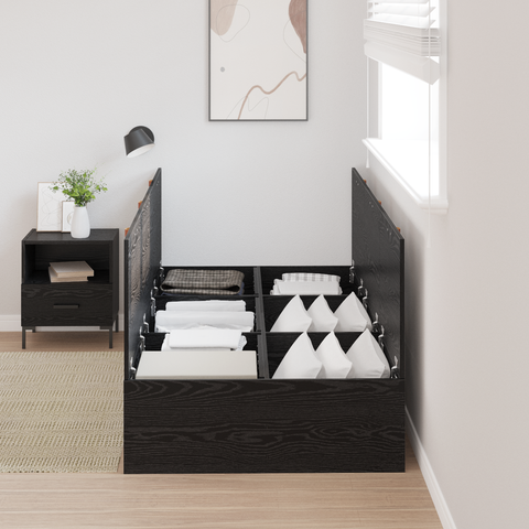 vidaXL Storage Bed Frame Black Oak 75x190 cm Engineered Wood