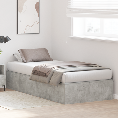 vidaXL Storage Bed Frame Concrete Grey 75x190 cm Engineered Wood