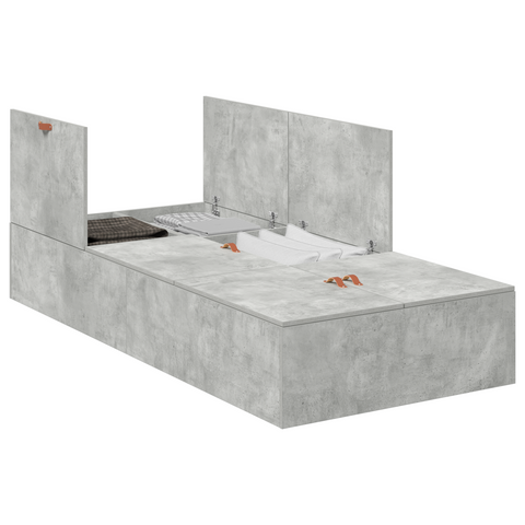 vidaXL Storage Bed Frame Concrete Grey 75x190 cm Engineered Wood