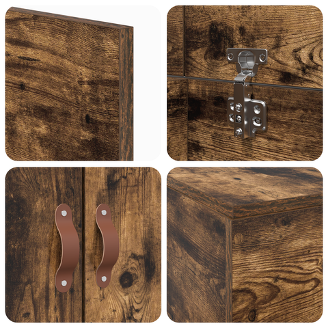 vidaXL Storage Bed Frame Smoked Oak 75x190 cm