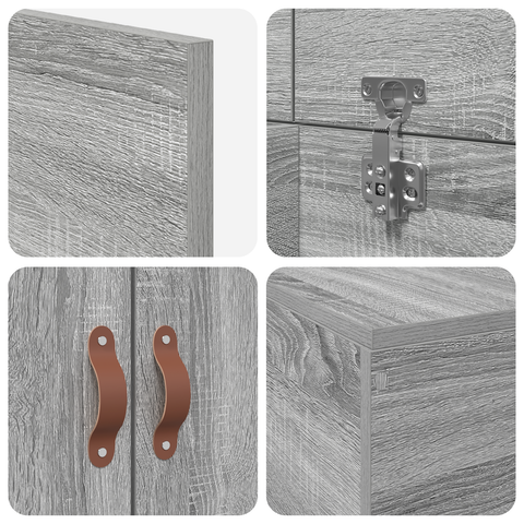 vidaXL Storage Bed Frame Grey Sonoma 75x190 cm