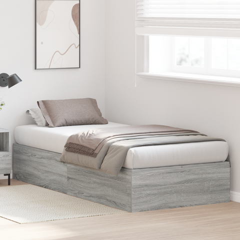vidaXL Storage Bed Frame Grey Sonoma 75x190 cm