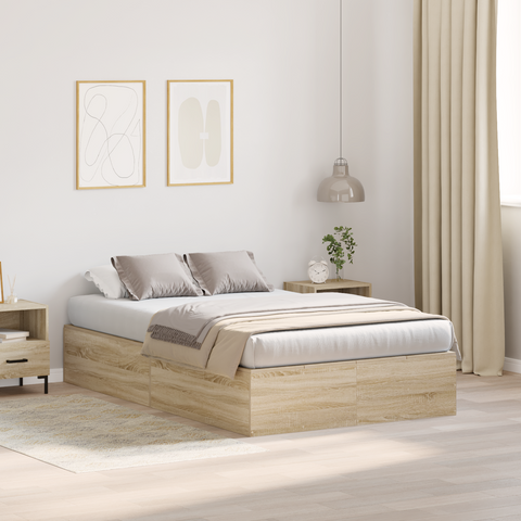 vidaXL Storage Bed Frame Sonoma Oak 120x190 cm