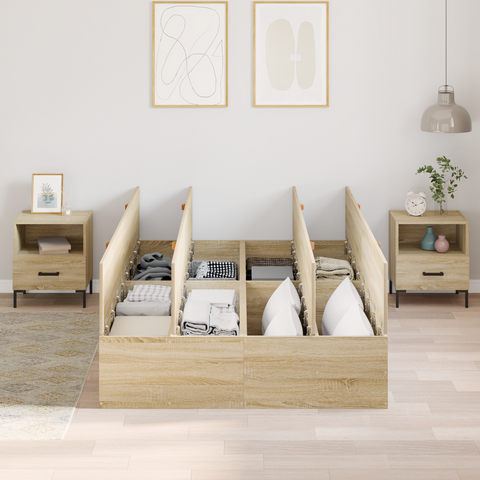 vidaXL Storage Bed Frame Sonoma Oak 120x190 cm
