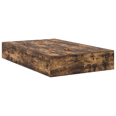 vidaXL Storage Bed Frame Smoked Oak 120x190 cm