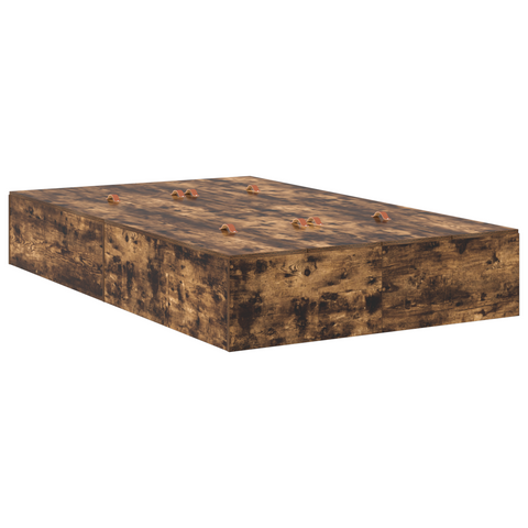 vidaXL Storage Bed Frame Smoked Oak 120x190 cm