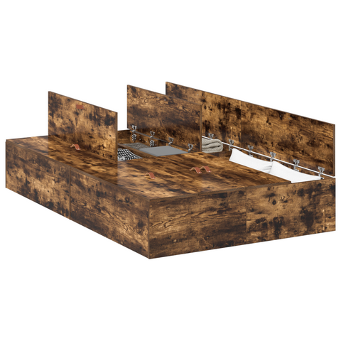 vidaXL Storage Bed Frame Smoked Oak 120x190 cm