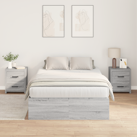vidaXL Storage Bed Frame Grey Sonoma 120x190 cm