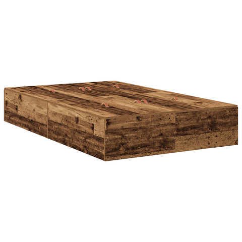 vidaXL Storage Bed Frame Old Wood 120x190 cm