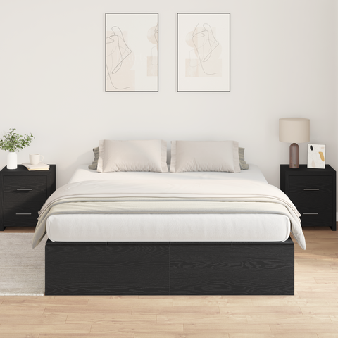 vidaXL Storage Bed Frame Black Oak 140x190 cm