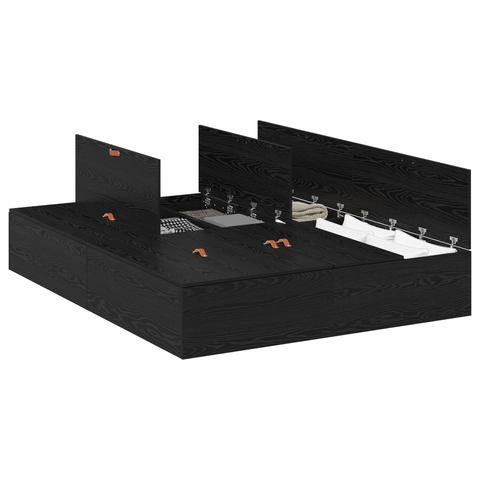 vidaXL Storage Bed Frame Black Oak 140x190 cm