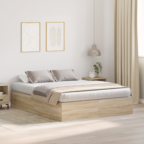 vidaXL Storage Bed Frame Sonoma Oak 140x190 cm