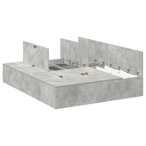 vidaXL Storage Bed Frame Concrete Grey 140x190 cm