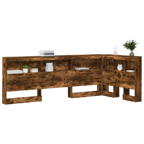 vidaXL Storage Headboard with Shelf Smoked oak 80 cm Engineered wood