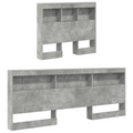 vidaXL Storage Headboard with Shelf with Headboard with Storage Concrete grey 90 cm Melamine